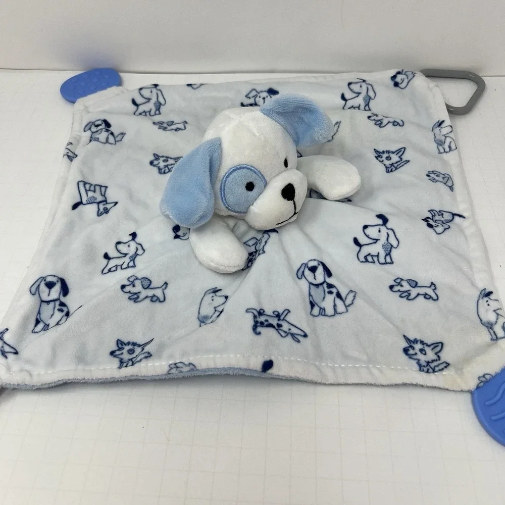 Modern Baby‎ Blue Puppy Dog Lovey Rattle Security lovies Infant Plush